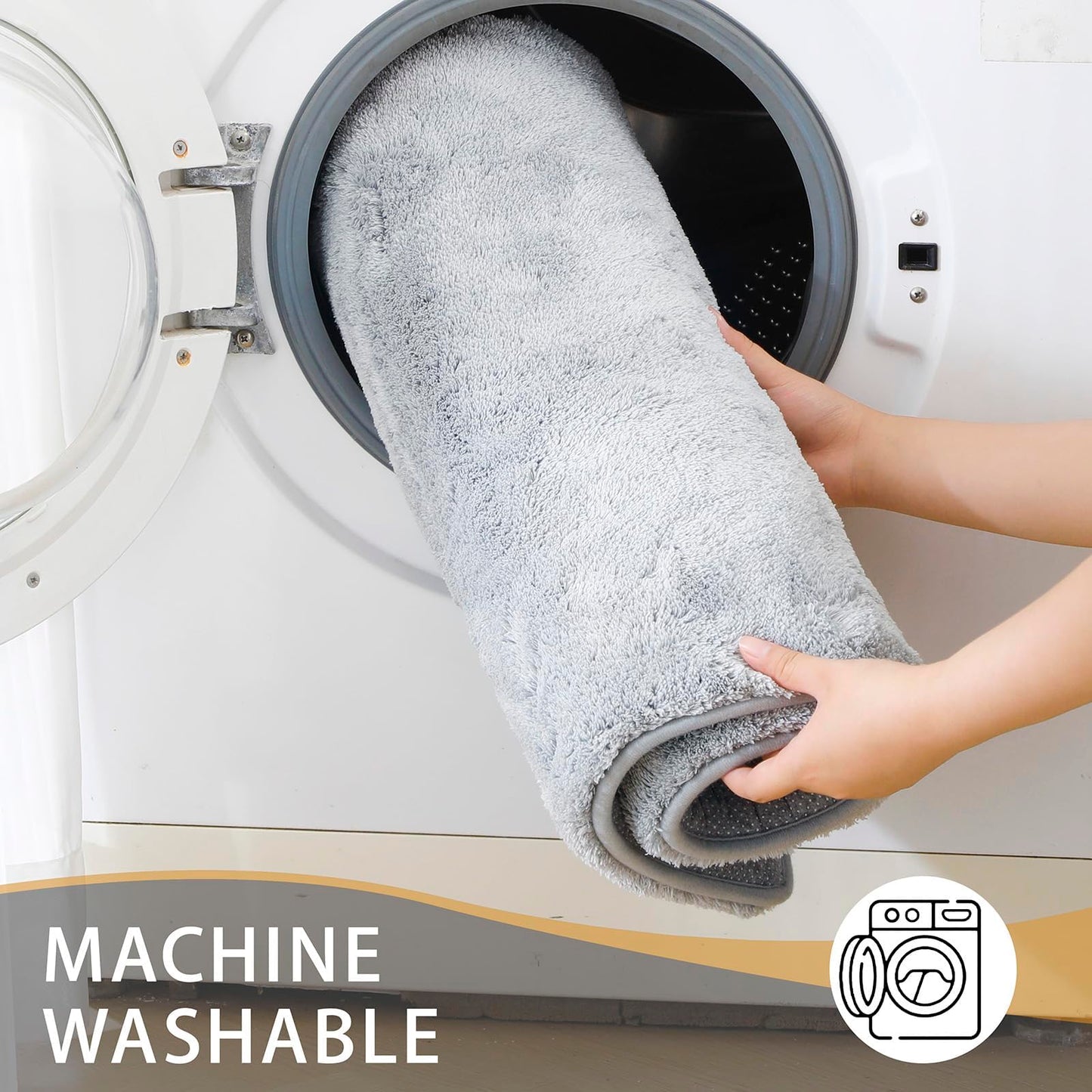 MINIDEAR Bathroom Rugs Sets 2 Piece - Thick Memory Foam Bath Mat, Ultra Soft, Plush Fluffy, Non-Slip, Quick Dry, Absorbent Washable Mat for Tub, Home Decor (24x17 & 32x20 Inch, Light Gray)