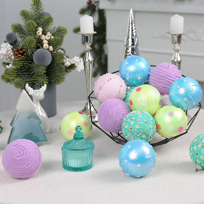 SY Super Bang 15PCS Christmas Ornaments Set, 8CM/3.14" Macaroon Shatterproof Ball Ornaments for Christmas Tree Hanging Decorations, for Home Holiday Party Xmas Decor.