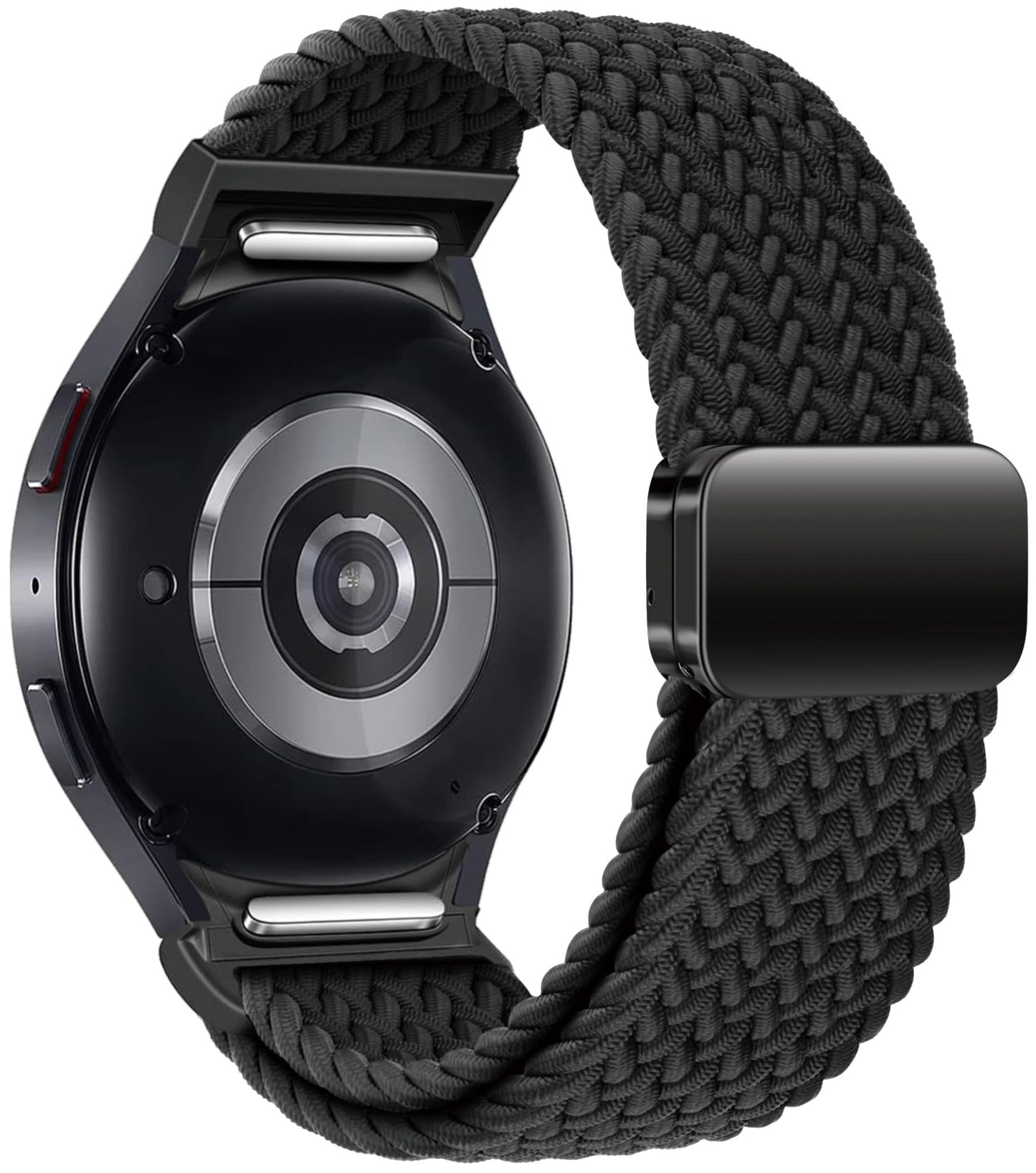 One Click Fabric Bands for Samsung Galaxy Watch 7 6 4 5 FE Band 40mm 44mm/for Galaxy Watch 6 4 Classic 43mm 47mm 42mm 46mm/ 5 Pro 45mm,No Gap Magnetic Elastic Braided Nylon Sport Strap Men Women