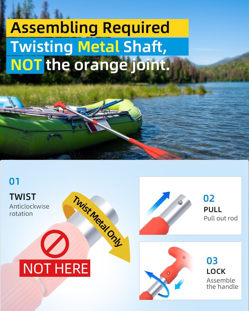 OCEANBROAD Telescoping Emergency Paddle 26''-54'' Collapsible Paddles Aluminium Shaft for Kayaking Boating Canoeing River Tubing, Orange, 2 Paddles