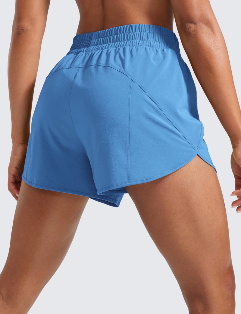 CRZ YOGA Dolphin Athletic Shorts for Women 3" - High Waisted Quick Dry for Running Workout Gym Track with Zip Pocket Party Blue Large
