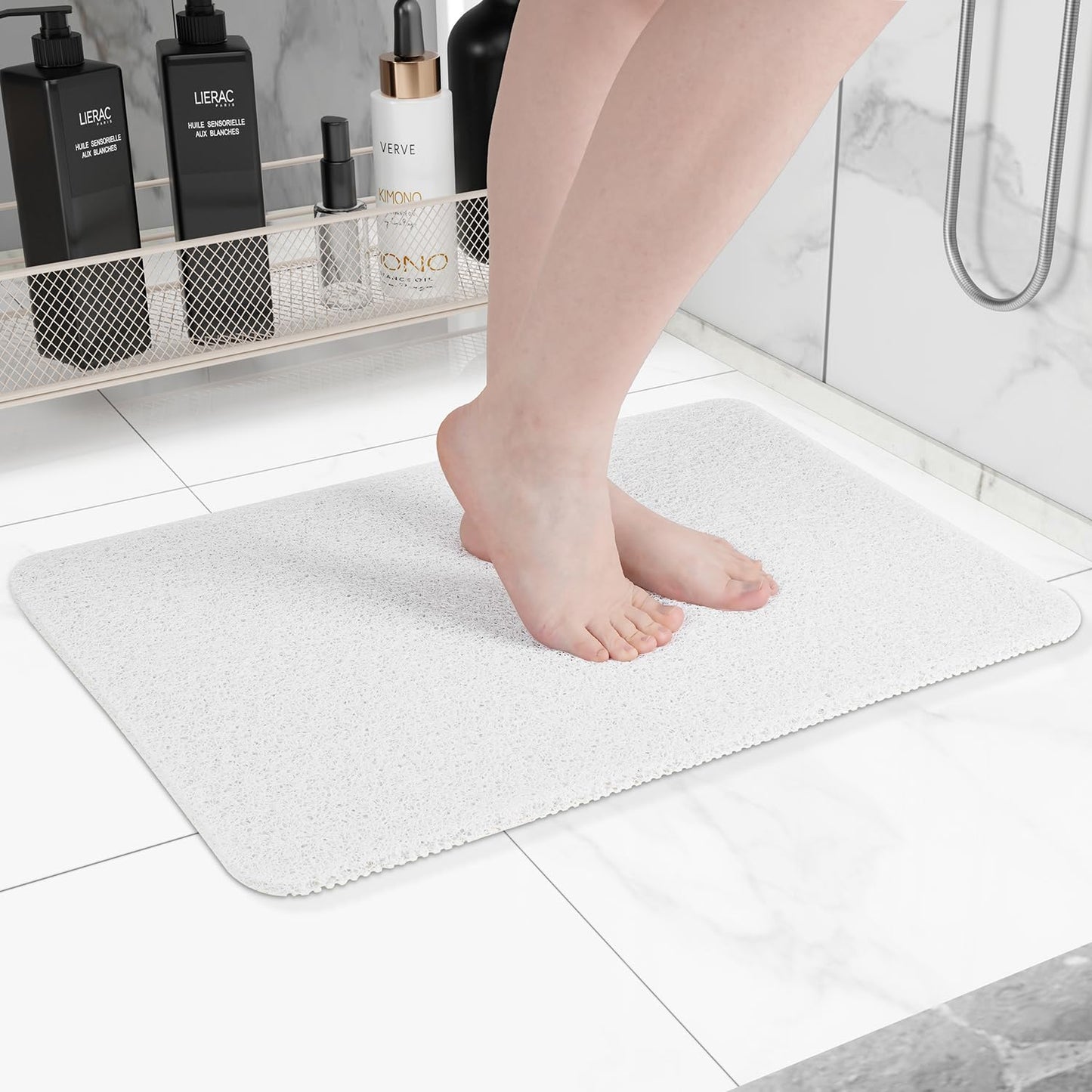 Hargiis Non-Slip Bathtub Mat, Anti Slip Shower Mat, Fast Drying Bathtub Mats, Foot Scrubber Mat, Anti Slip Mat for Tub, Floor, Bathroom, Kitchen, Home, Hotel (White 24"×16")