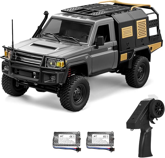 RC Crawler 1/12 Remote Control Car MN-82S 4WD RC Pickup Truck 2.4GHz All Terrain Off Road RTR Climbing Car with LED Lights and 2 Batteries for Adults (Silver)
