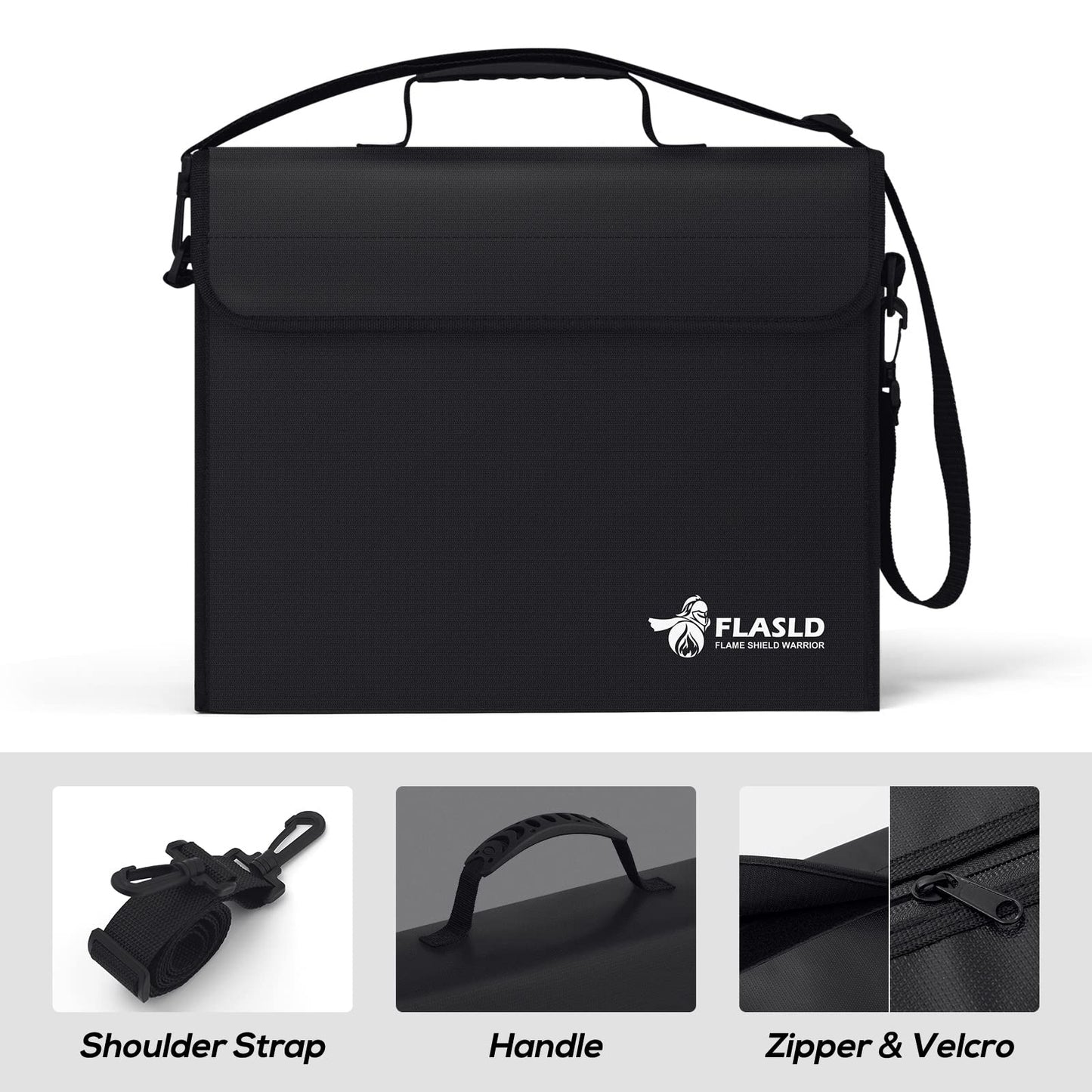 FLASLD Fireproof Document Bags, 15x12x5” Large Fireproof & Water Resistant Bag, Holder Home Office Portable Filing Storage for Valuables, Fireproof Folder FireSafe Box for Cash, Passport