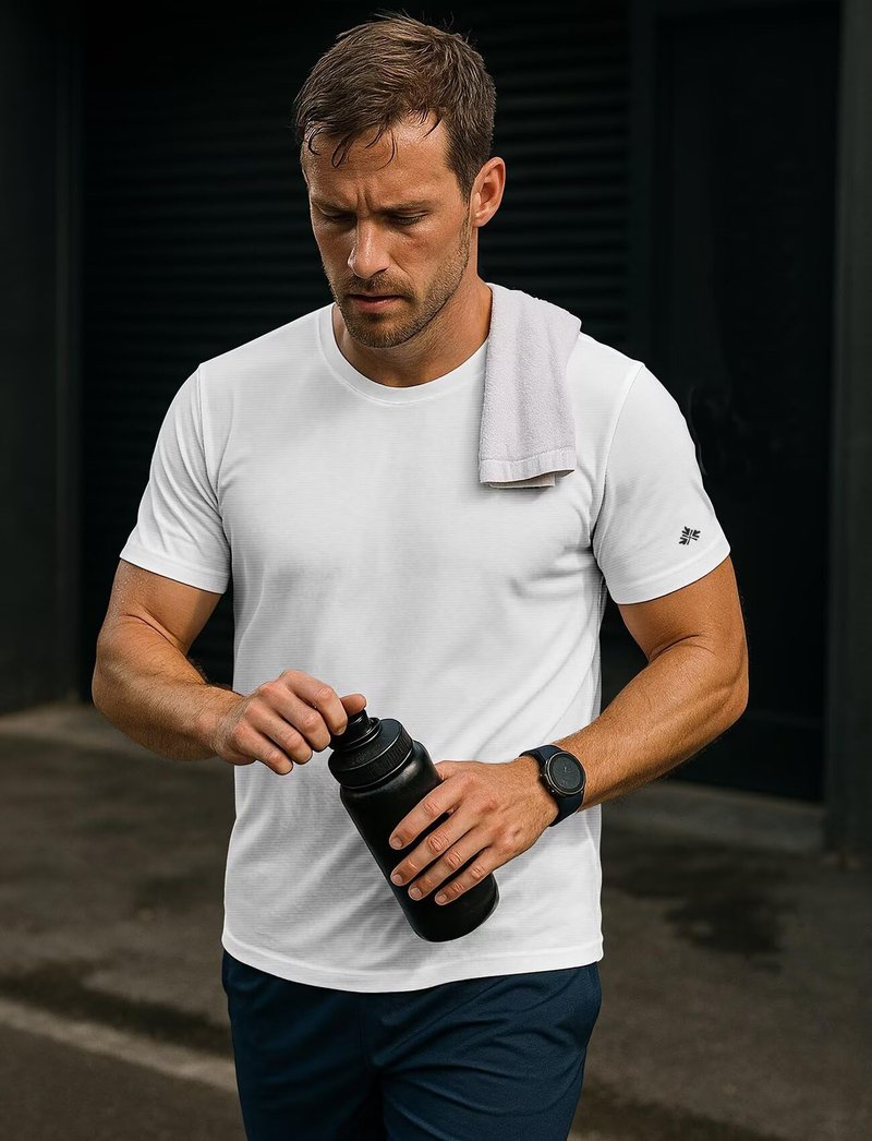 Zengjo Mens Running Shirts Quick Dry Lightweight Moisture Wicking Short Sleeve Gym Workout Athletic Tee(White,Large)