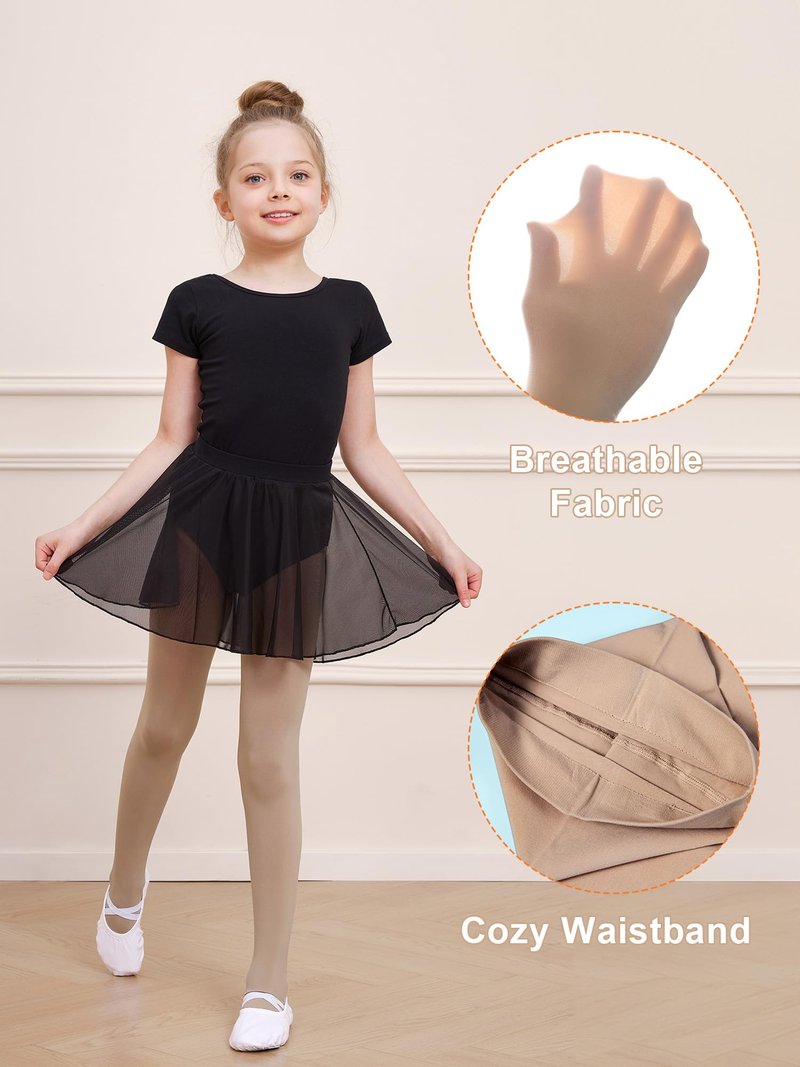 DIPUG Ballet Tights for Girls Dance Tights Toddler Thick Soft Footed Kids Nude Stockings Size 8 9 10 11 12, 1 Pack