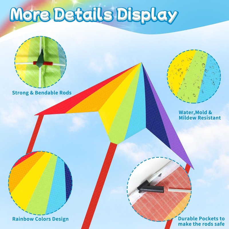 Rainbow Butterfly Kites - 5 Pack Easy to Fly Delta Kites for Kids & Adults | Colorful Outdoor Fun for Ages 4-12