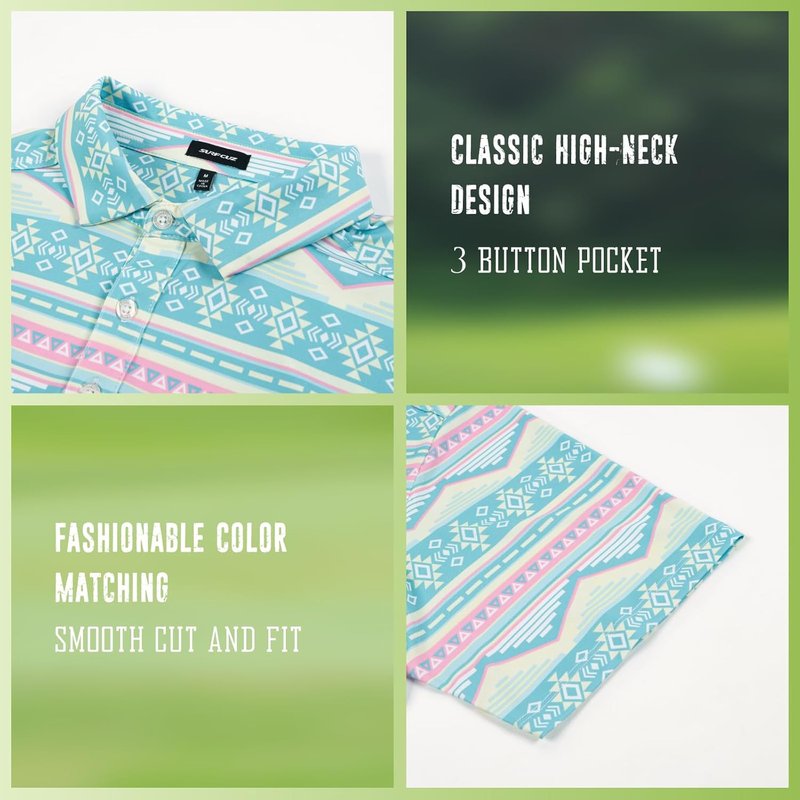 Moisture-Wicking Golf Shirt for Men - Dry Fit Polo with 4-Way Stretch | Short Sleeve Performance Print