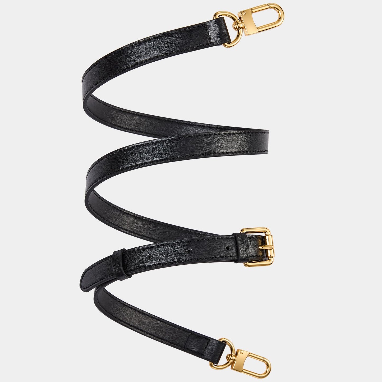 LWMYFZX Genuine Vachetta Leather Crossbody Strap | Adjustable Replacement Shoulder Strap for Handbags, Purses & Clutches (Black)