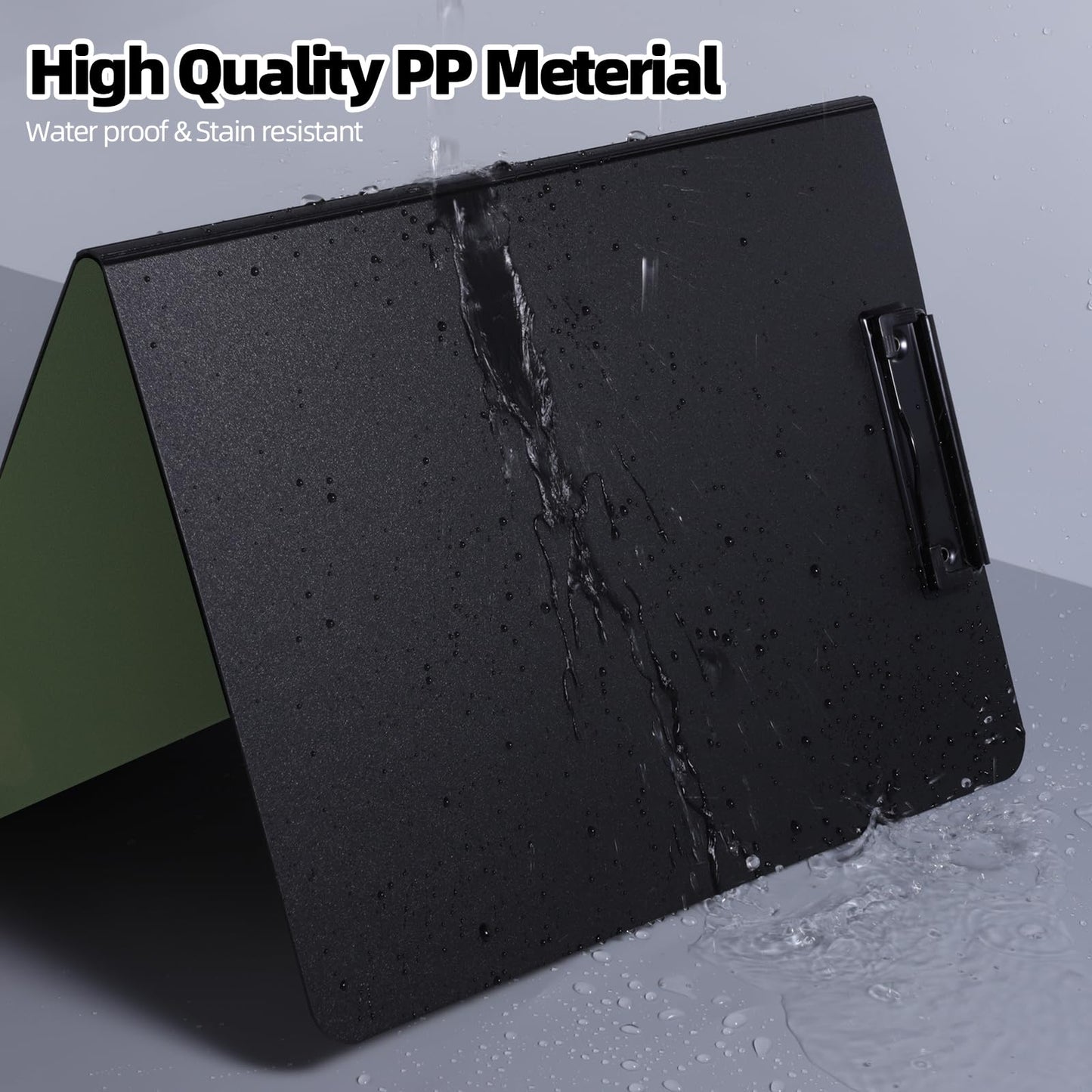 FRETONBA Clipboard Folder, 2 Pcs A4 Foldable Clipboard with Horizontal and Vertical Double Metal Clips, 360 Degree Foldable Binder Clipboards with Pen Holder, File Cover Work Folder Clipboards, Green