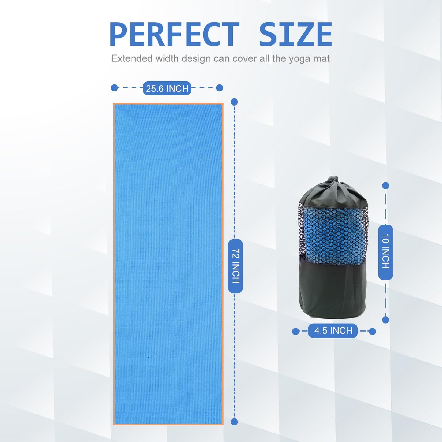 Eunzel Hot Yoga Towel - Microfiber Non Slip Yoga Mat Towel with Grip Dot Sweat Absorbent Towel for Hot Yoga, Pilates and Fitness 72" x 24", Dark Cyan/Orange