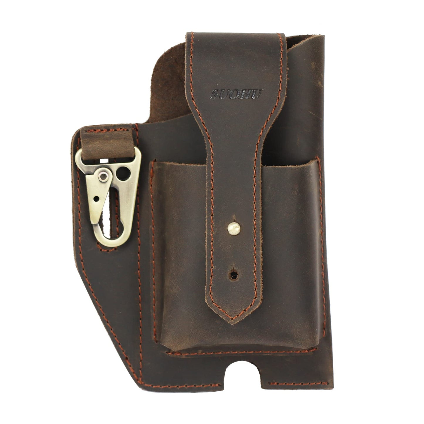 Genuine Leather Phone Holster,Universal Cell Phone Case with Snap Closure & Belt Clip, Leather Pouch for iPhone 16/15/14 Pro Max & Samsung Galaxy S24/S23 Ultra,Universal Belt Pouch for Men with Case