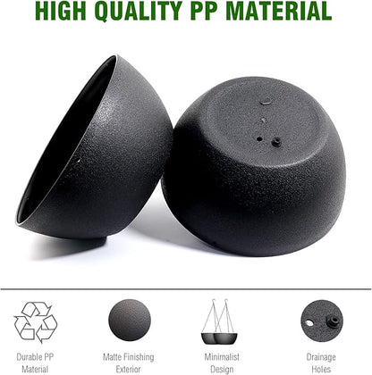 WOUSIWER 13 inch 2Pack Large Hanging Planters for Outdoor Indoor Plants with Drainage Holes and Chain, Round Hanging Flower Pots for Garden Home Porch Decor, Black