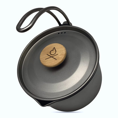 überleben Kessel Titanium Camping Kettle for Boiling Water - Camping Tea Kettle w/Steam Vented Lid, 37fl oz (1.1L) - Camp Fire Coffee Pot w/Canvas Bag - Bushcraft Camping Essentials