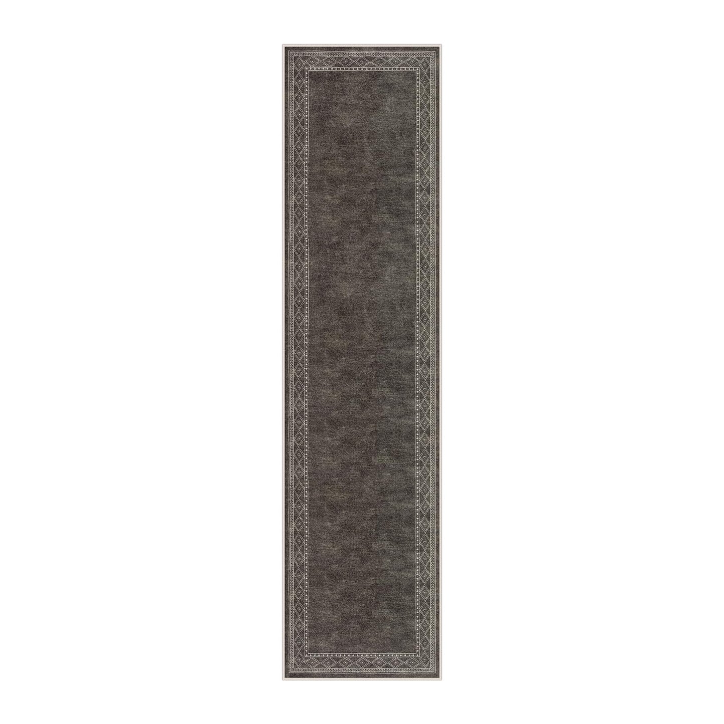 Lahome Modern Bordered Washable Runners for Hallways, 2.5x8 Kitchen Runner Rug Non Slip, Ultra-Thin Hallway Rug Soft Carpet for Bedroom Entryway Bathroom Laundry(2.5'x 8',Brown)