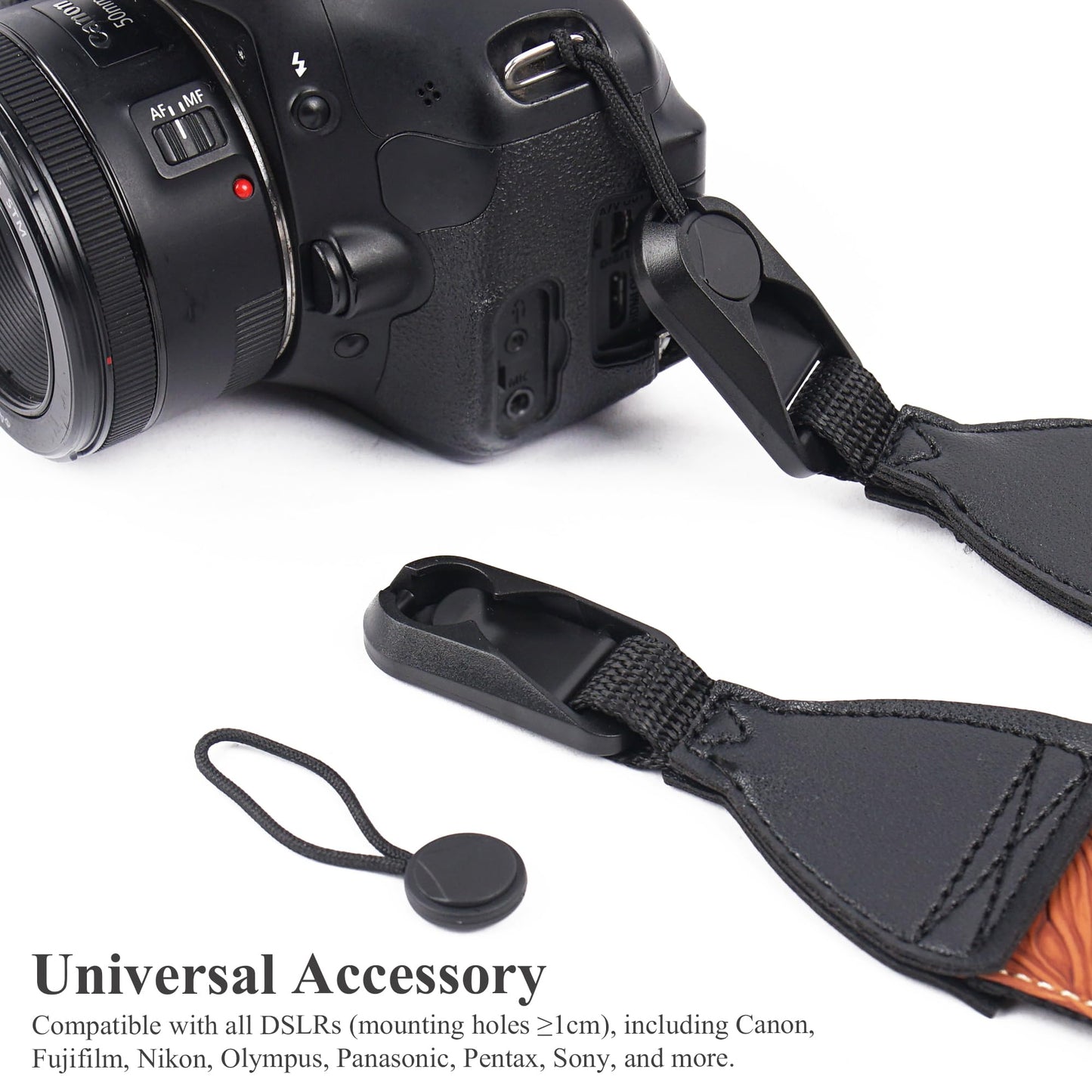QIELIZI Lifestyle Camera Strap,Vintage Adjustable Vintage Neck & Shoulder Strap for All DSLR Cameras,Great Gift for Photographers(1-Carved Dark Brown)