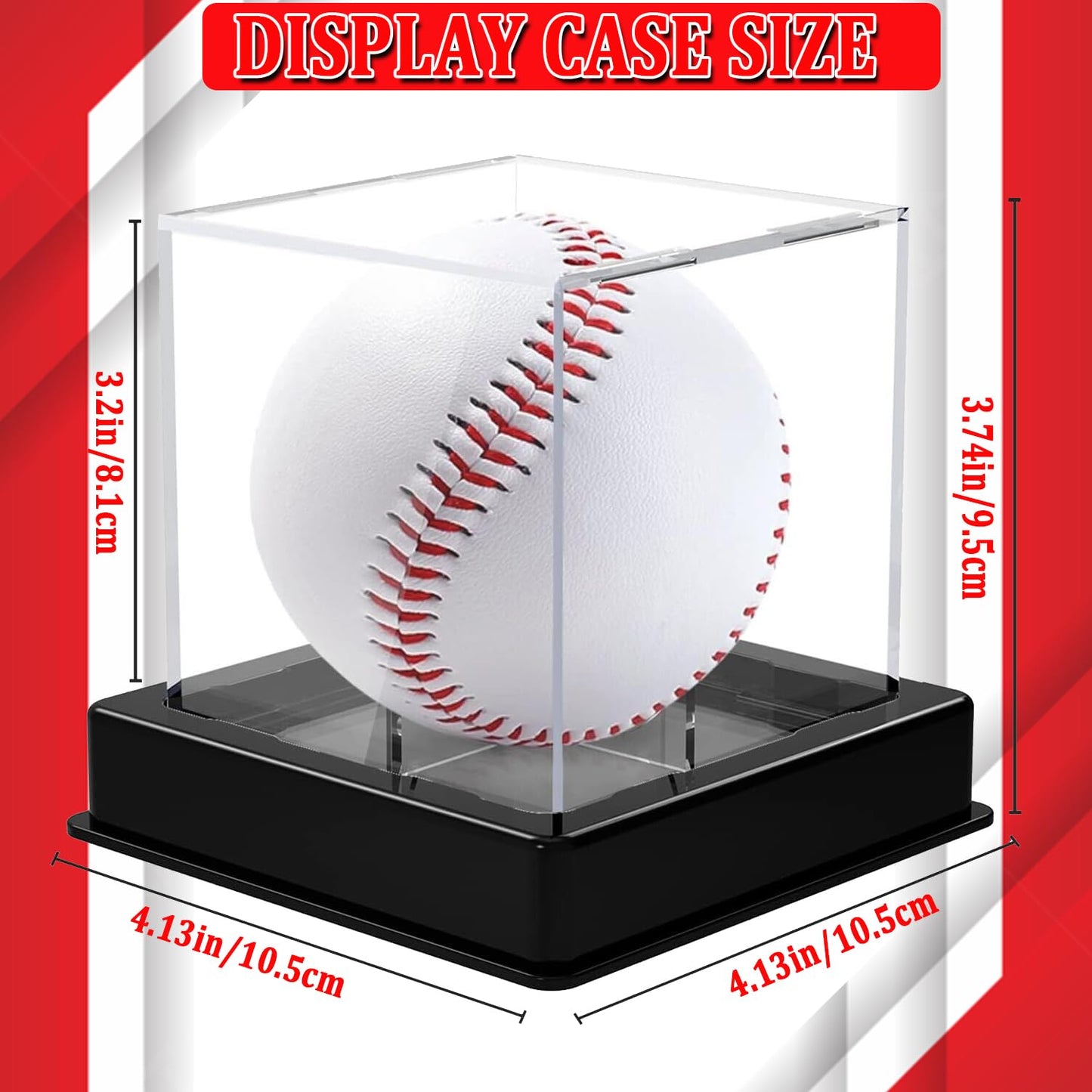 Taeku Baseball Display Case – Acrylic Cube Ball Holder with UV Protection, Clear Display Box for Baseball, Softball, Tennis, Sports Memorabilia – Included Stand (1 Pack)