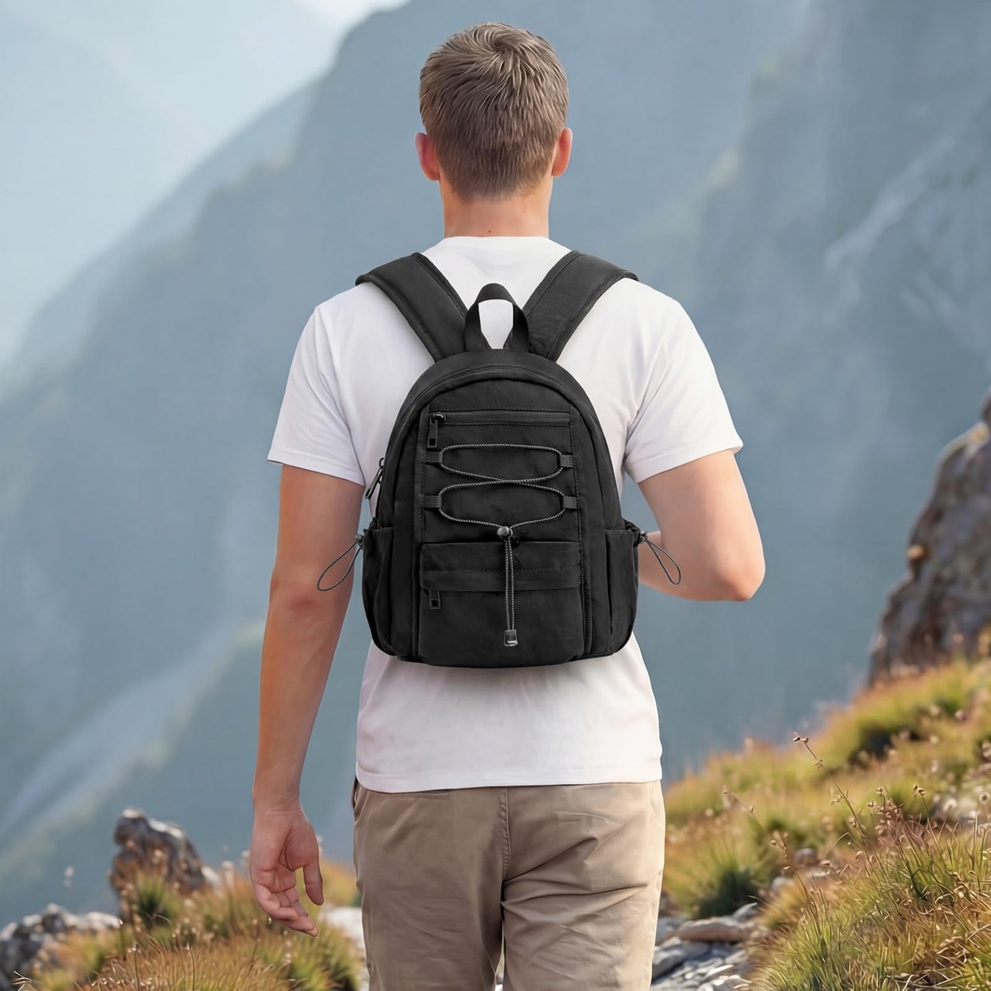 G4Free 10L Small Backpack for Women Men Lightweight Mini Travel Backpacks Hiking Casual Daypack, Black