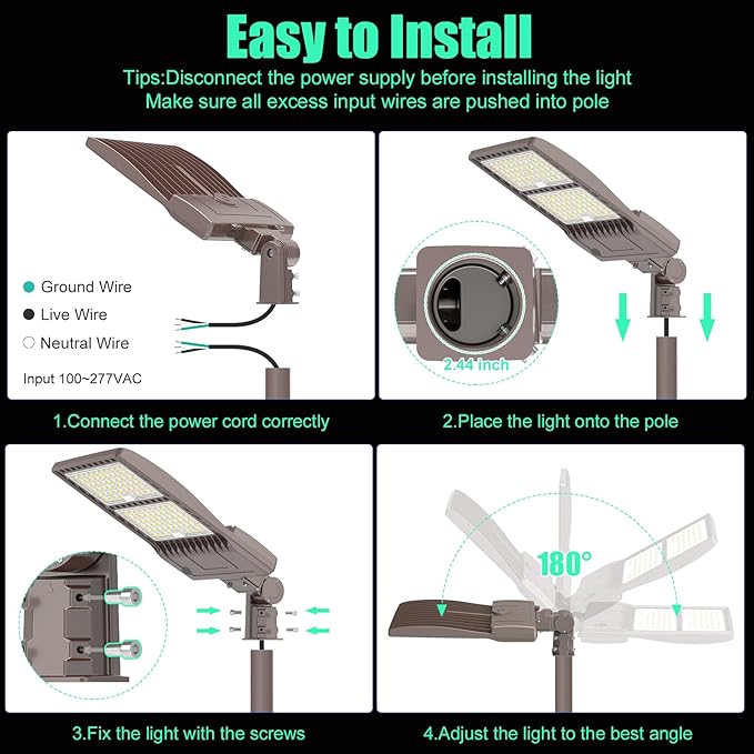 450W LED Parking Lot Light Dusk to Dawn Photocell with Slip Fitter 67,500LM, DLC ETL Listed Outdoor Street Area Light LED Shoebox Parking Pole Light 5000K IP65 Waterproof Commercial Lights 100-277VAC