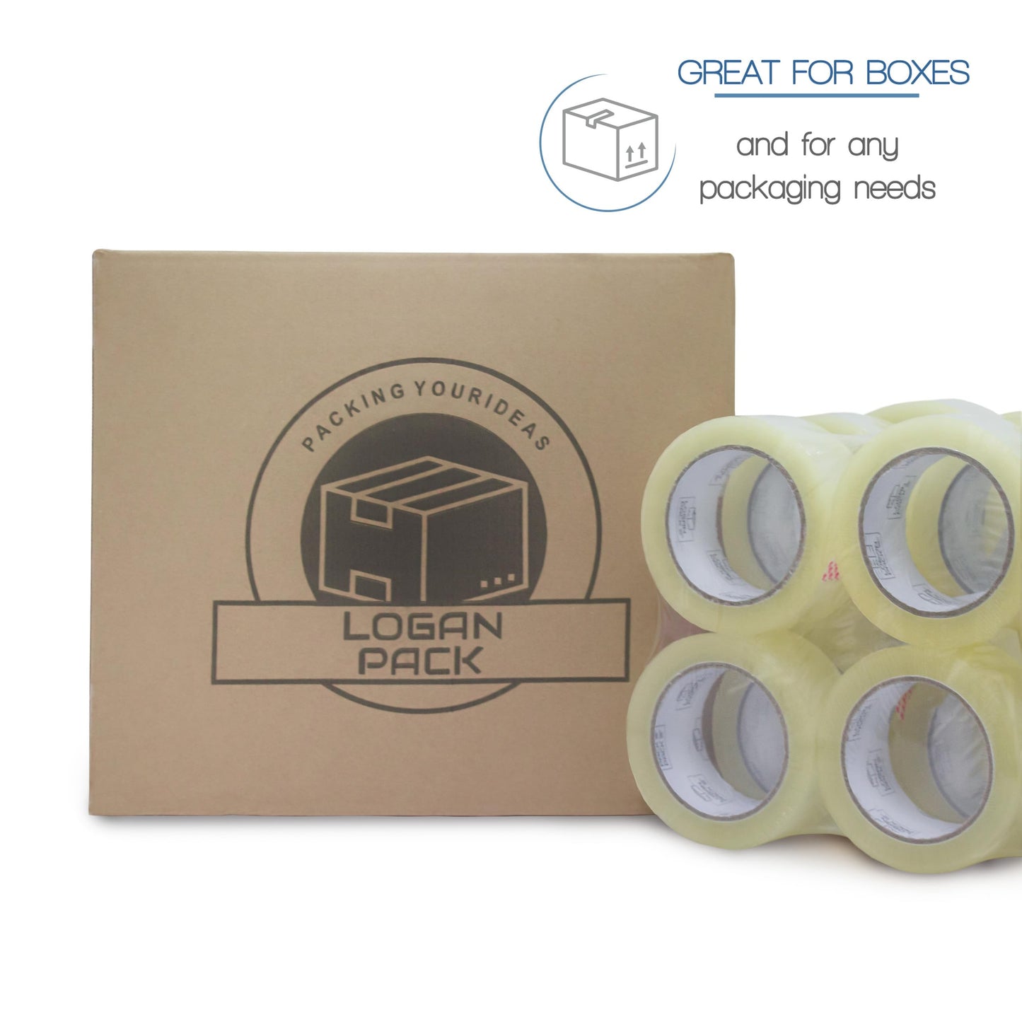 Logan Pack Clear Packing Tape, 36 Rolls Heavy Duty Packaging Tape for Shipping Packaging Moving Sealing, Thicker Clear Packing Tape, 1.88 inches Wide, 110 Yards Per Roll, 3960 Total Yards