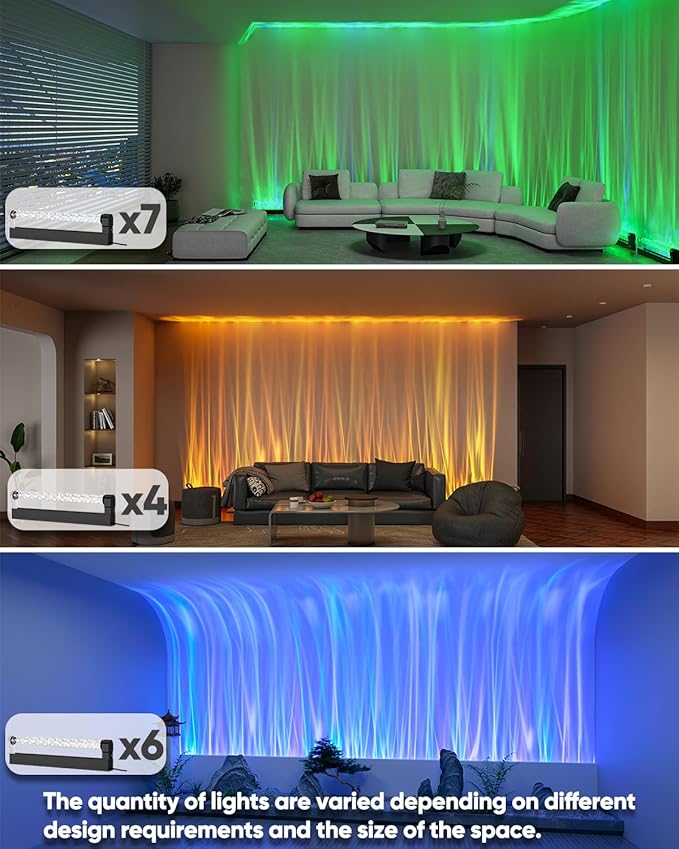 Ocean Wave Lamp RGB LED Light Bar for Bedroom, Cool Ambient Lighting Mood Lighting, Wall Lights for Living Room, Gaming Room Decor, Remote Control (Battery Not Included)