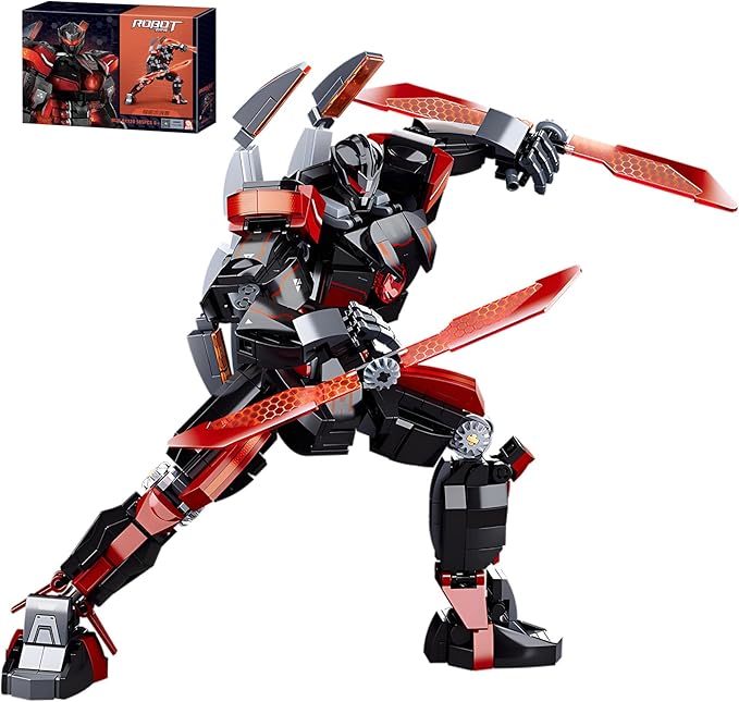 Black Wanderer Mech Building Set 585 Pieces Dark Robot Action Figure with 2 Weapon Modes Ronin Destroyer Model Kit Anime Gift for Adults Teens