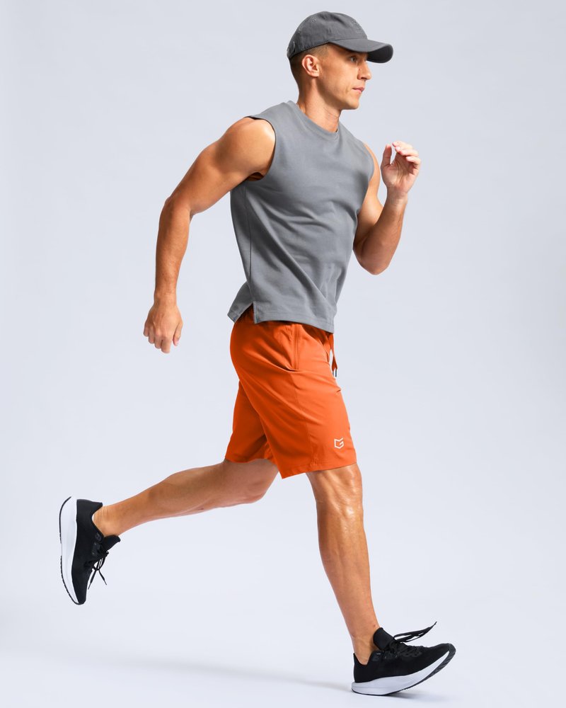 G Gradual Men's Athletic Running Shorts with Zipper Pockets Quick Dry 7"/ 5"/ 9" Workout Gym Shorts for Basketball Hiking(Orange,9XL)