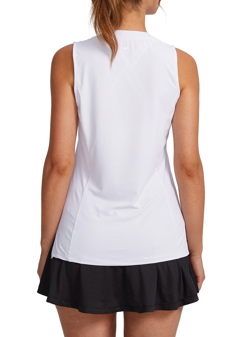 Obla Women's Sleeveless Golf Shirt V-Neck Lightweight Quick Dry Tennis Tank Tops Polo Shirts for Women(A White_L)