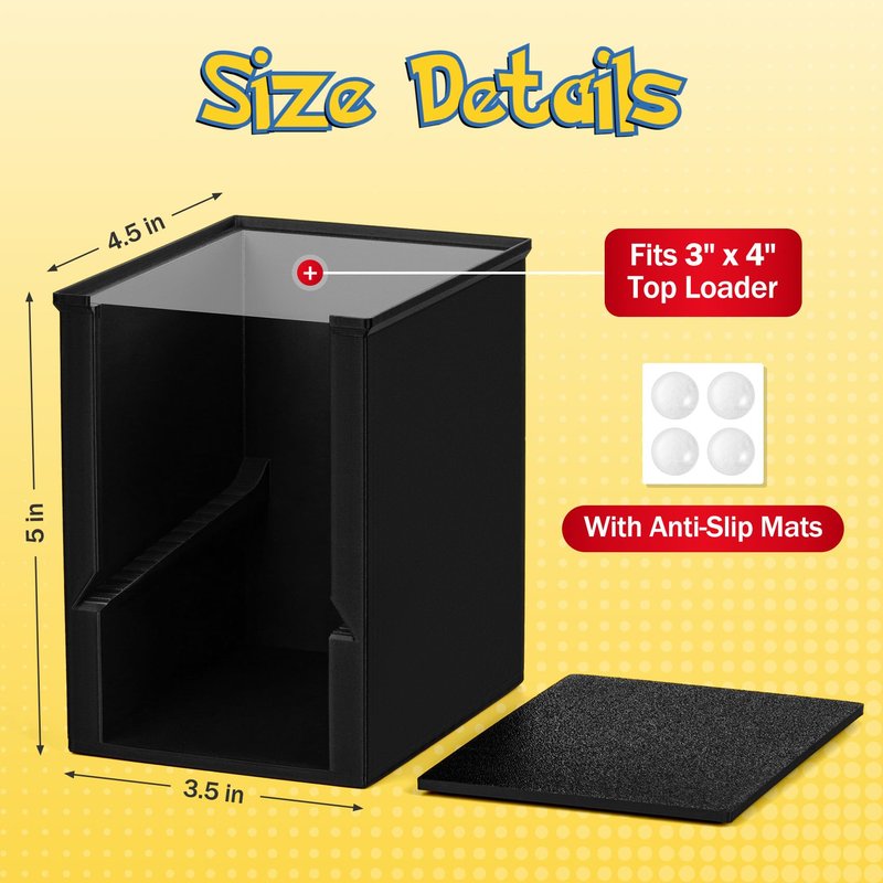 XSHINOVA Toploader Dispenser & Penny Sleeve Holder - Dual Compartment Holds 250 Penny Sleeves & up to 50 Top Loaders, Stackable Card Storage Box with Dustproof Lid (Black)