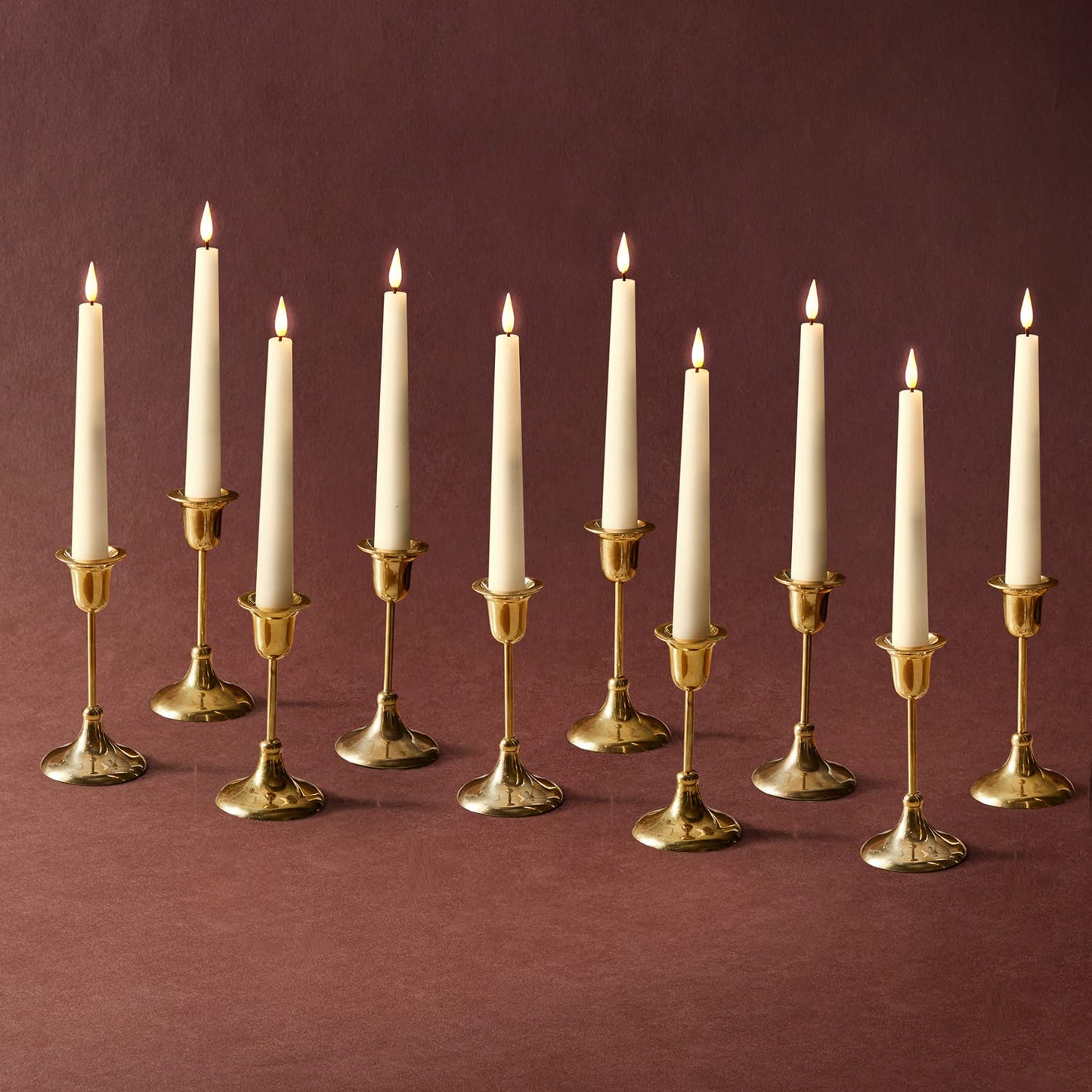 LampLust Flameless Taper Candles, Realistic Flame with Wick, 7 Inch, 10 Pack, Ivory Wax, Flickering Flameless Candle LED, Remote Included, Home Decor, Christmas Party Decorations, Wedding Centerpiece