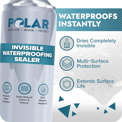 Polar Invisible Waterproof Sealer Clear - 6 x 20 Fl Oz | Instant Waterproof Sealant for Fabric, Concrete, Brick, Wood & Masonry | Long Lasting Protection for Interior & Exterior Surfaces
