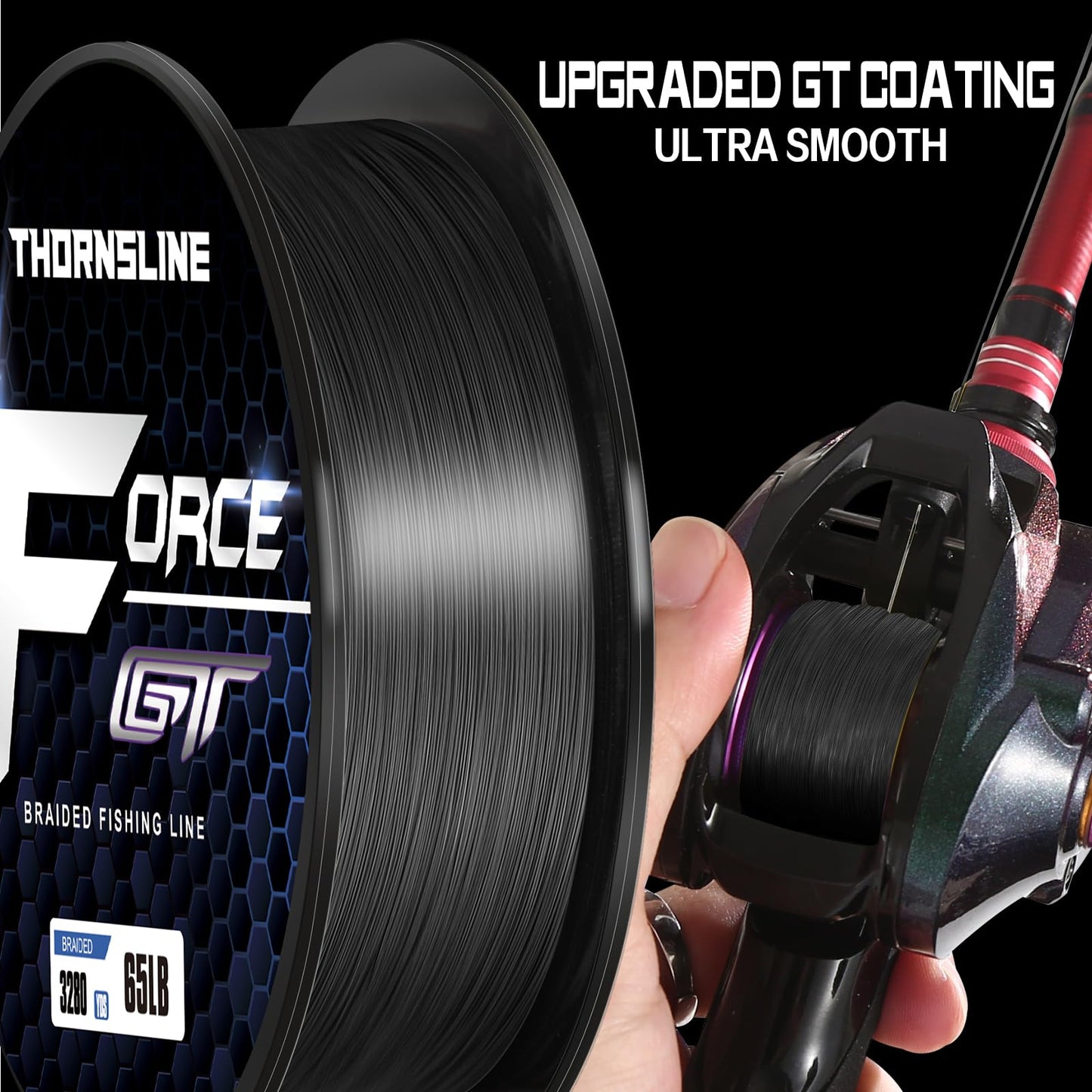 ThonrsLine Force Braided Fishing Line - Incredible Abrasion Resistant Braided Lines for Saltwater or Freshwater - Camo Design Braid for Extra Visibility