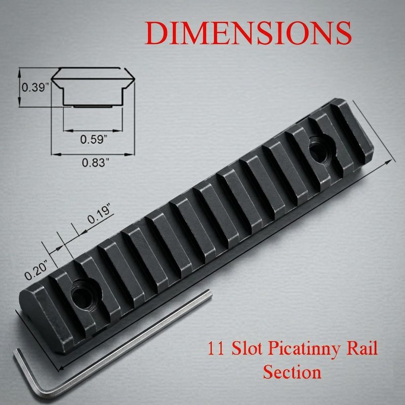Gotical 9 Slots and 11 Slots Rail Section for M Lok Handguard Eleven Slots Rail Picatinny Rail (2 Pieces 9 Slot, 2 Pieces 11 Slot)