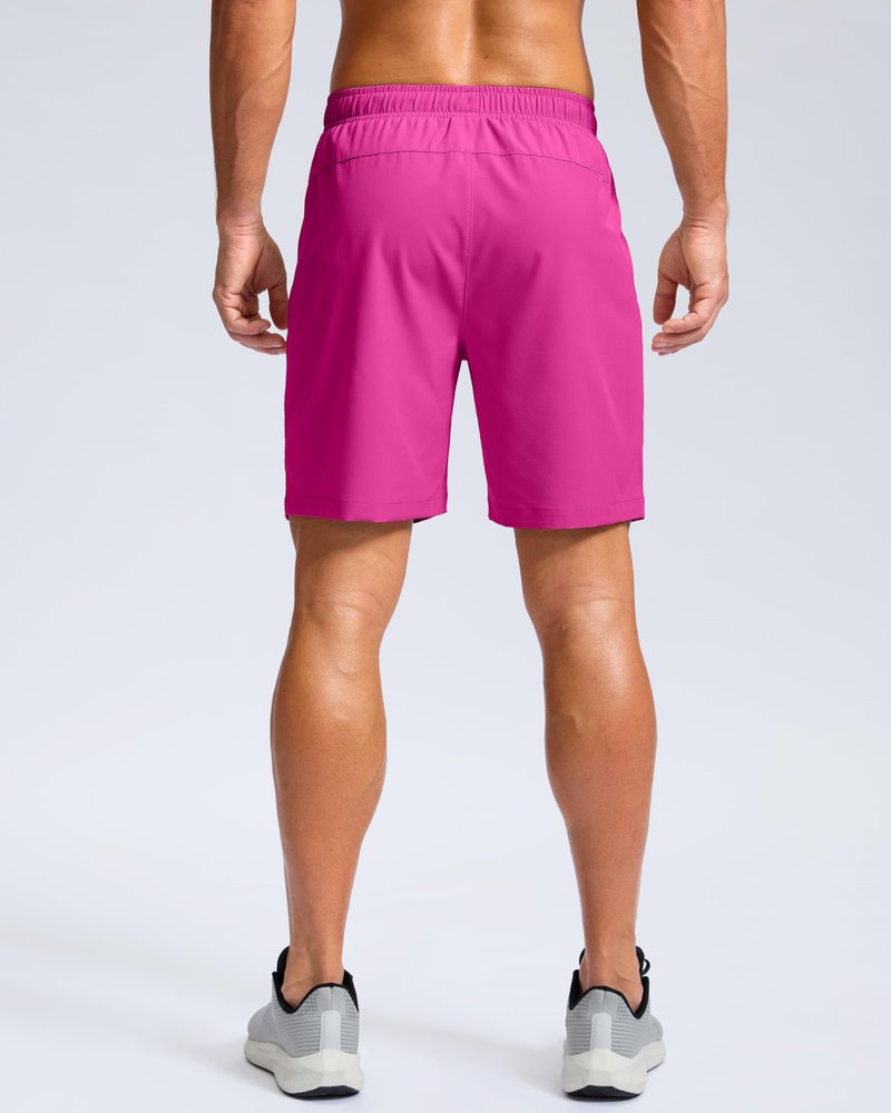 Men's Athletic Running Shorts with Zipper Pockets Quick Dry 7"/ 5"/ 9" Workout Gym Shorts for Basketball Hiking(Rose,7XS)