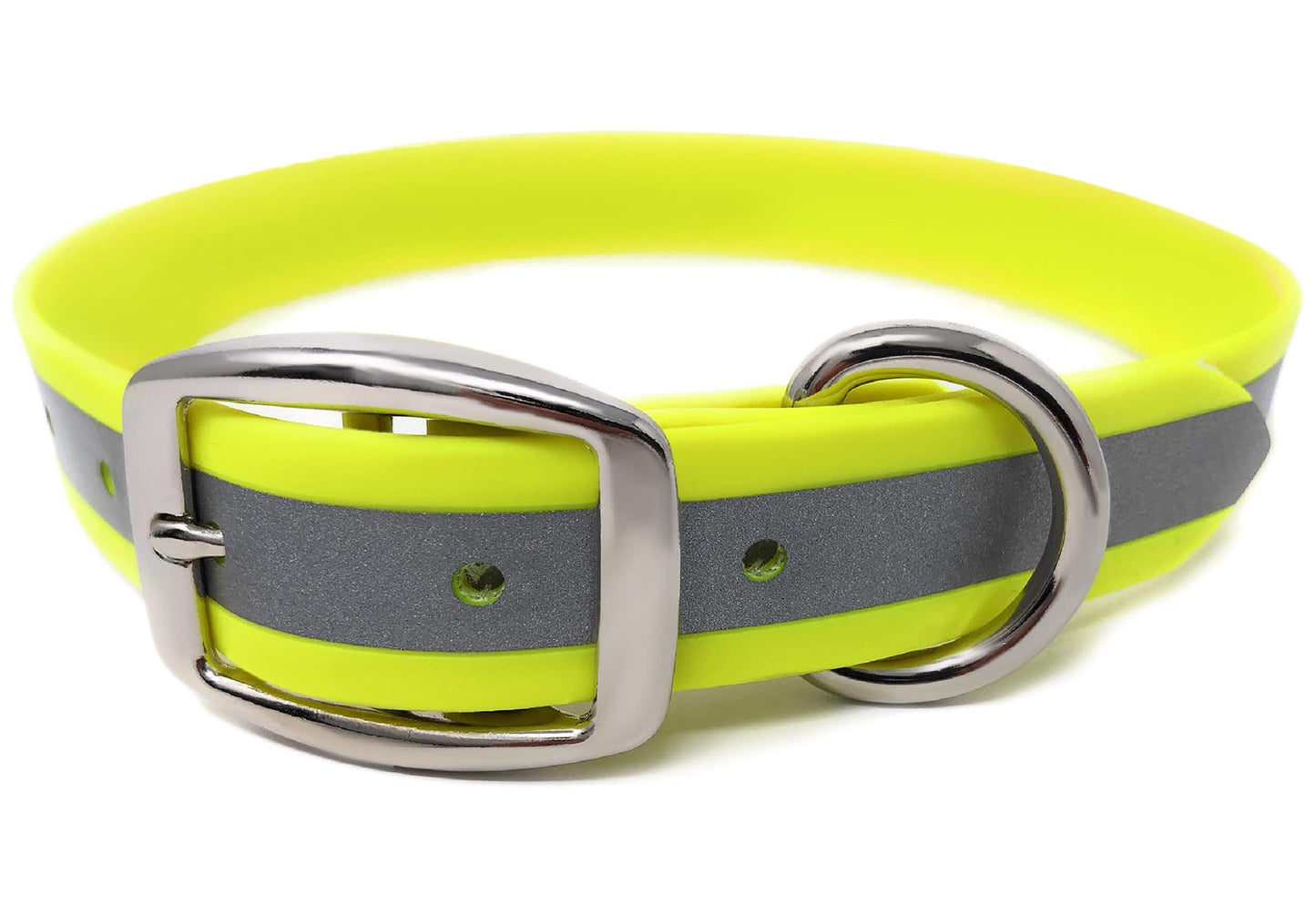 Regal Dog Products Medium Yellow Heavy Duty Reflective Dog Collar with Durable Metal Buckle and D Ring Adjustable, Chew Proof & Waterproof Strong Small Dog Collar Other Sizes for Medium & Large Dogs
