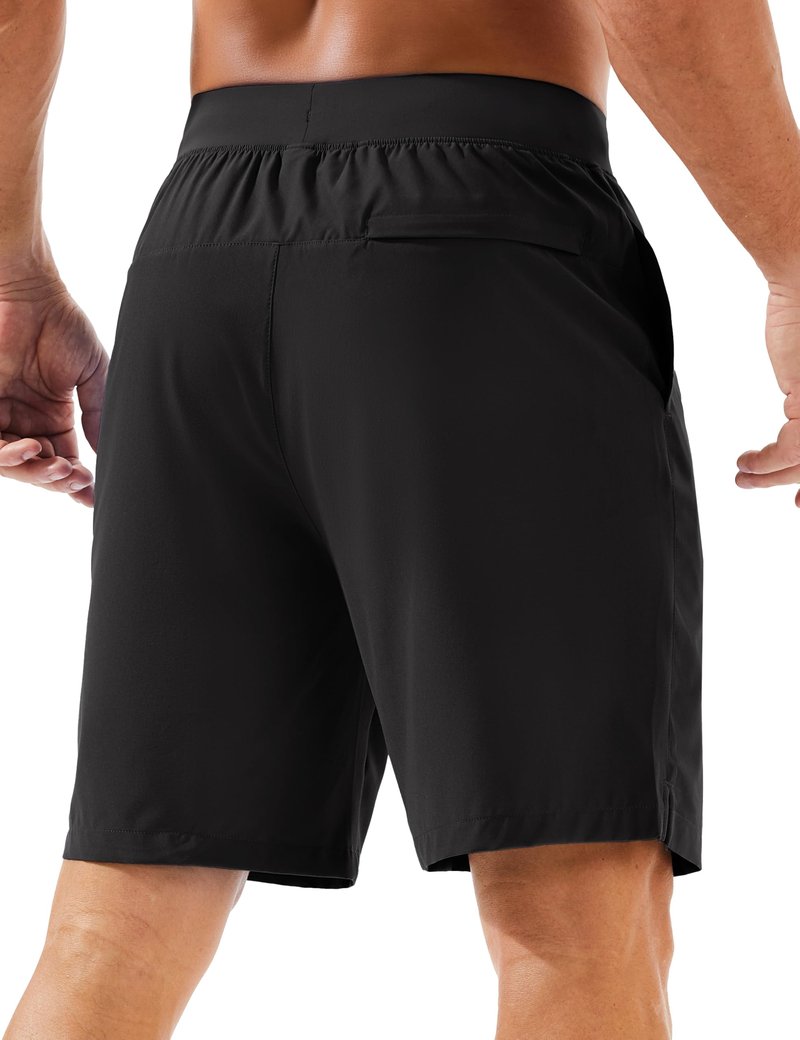 MAGCOMSEN Men's Running Athletic Shorts 8 Inch Inseam Quick Dry Lightweight Workout Gym Sports Hiking Shorts UPF 50+ Black 34