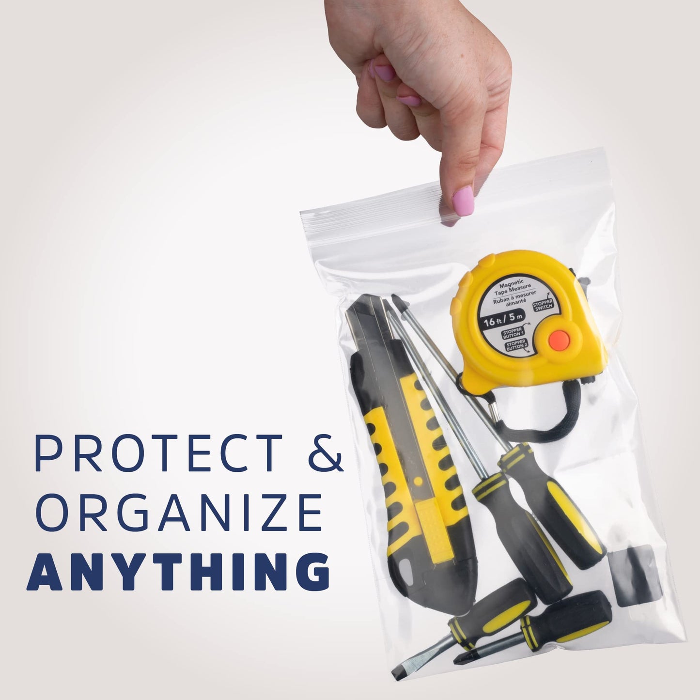 GPI - 6 Mil, Extra Heavy-Duty, 4" x 6" Clear Plastic Reclosable Zip Bags, Puncture-Resistant, Strong Resealable Poly Bags, With Lock Zipper Seal, For Screws, Nuts, Bolts & Constuction, 100 Count