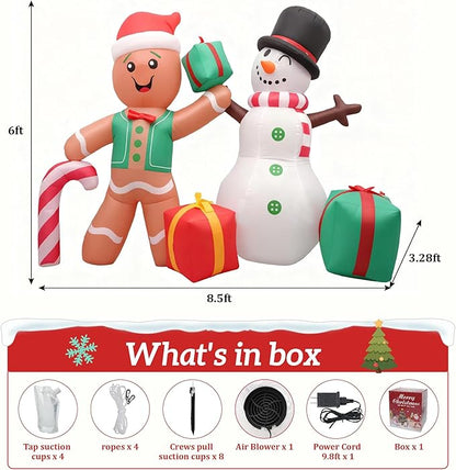 Inflatable Decoration for Inflatable Decoration in Outdoor Courtyards, Indoor Gardens, and Lawns (Gingerbread Snowman)