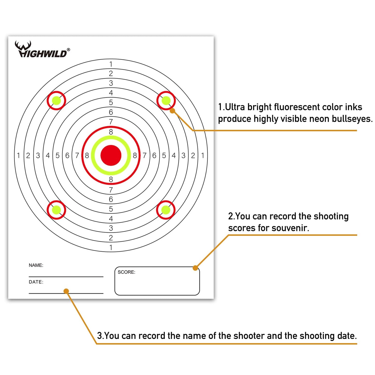 Highwild BB Trap Target (Airgun Only) with 10pcs 7" X 9" Paper Targets and 2 Spinner Targets