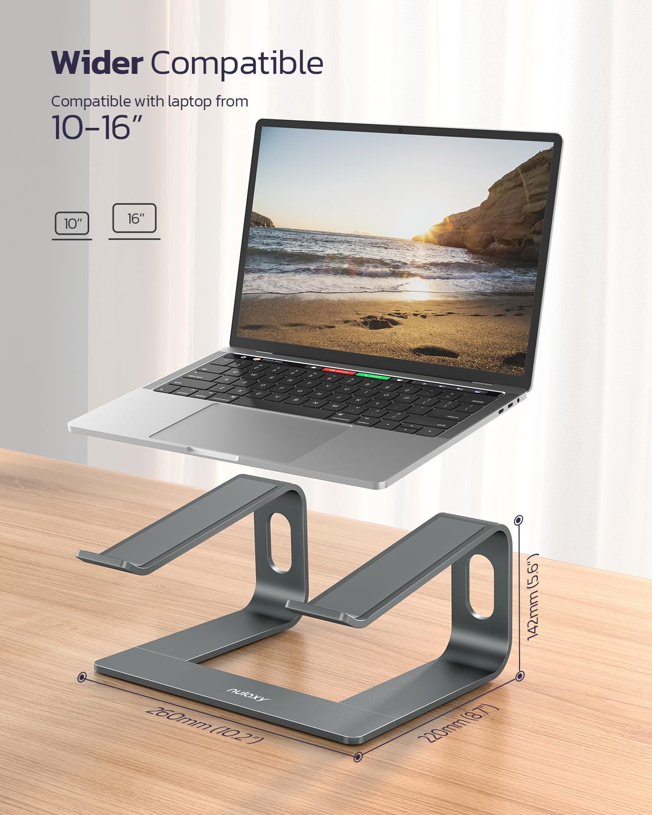 Nulaxy All-Aluminum Laptop Stand for Desk, Ergonomic Detachable Ventilated Cooling Computer Riser, Anti-Slip Design Notebook Holder Compatible with All 10-16" Laptops (MacBook, Dell XPS, HP, Lenovo)