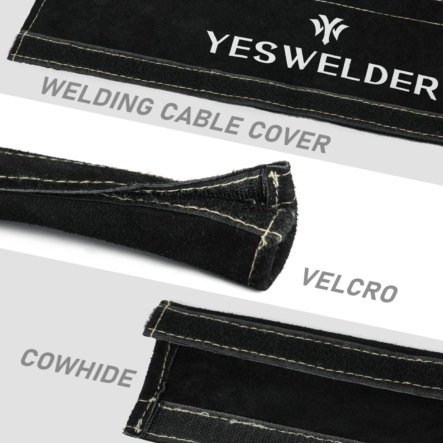 YESWELDER TIG Welding Torch Cable Cover Flame Resistant Leather Black Cover 7.6 Meters(25 Feet Length)