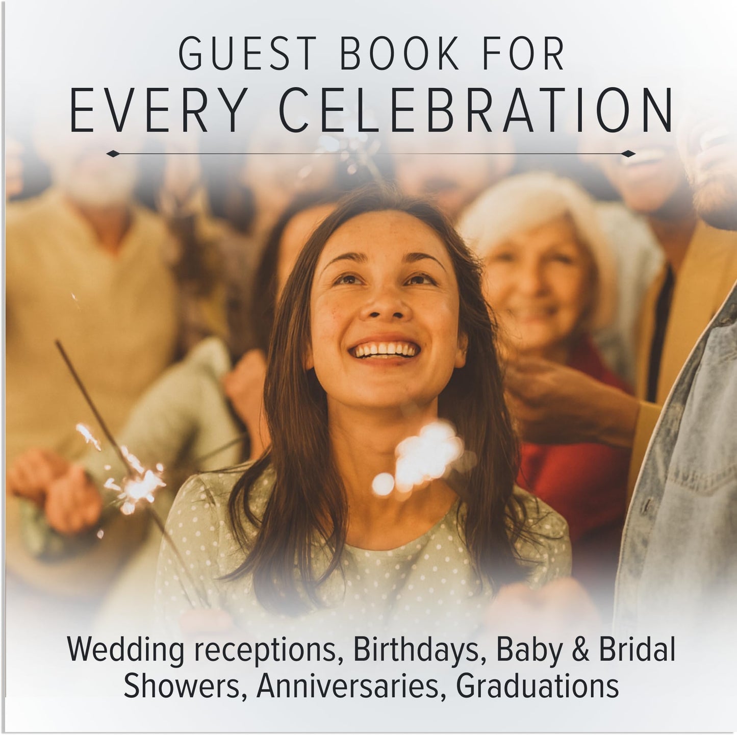 Gallery Leather Guest Book - Great for Wedding, Reception, Baby and Bridal Shower, Birthday Party and Vacation Home - 192 Lined Pages to Sign In, add Polaroid Photo - Hardcover 9x7" - Acadia Black