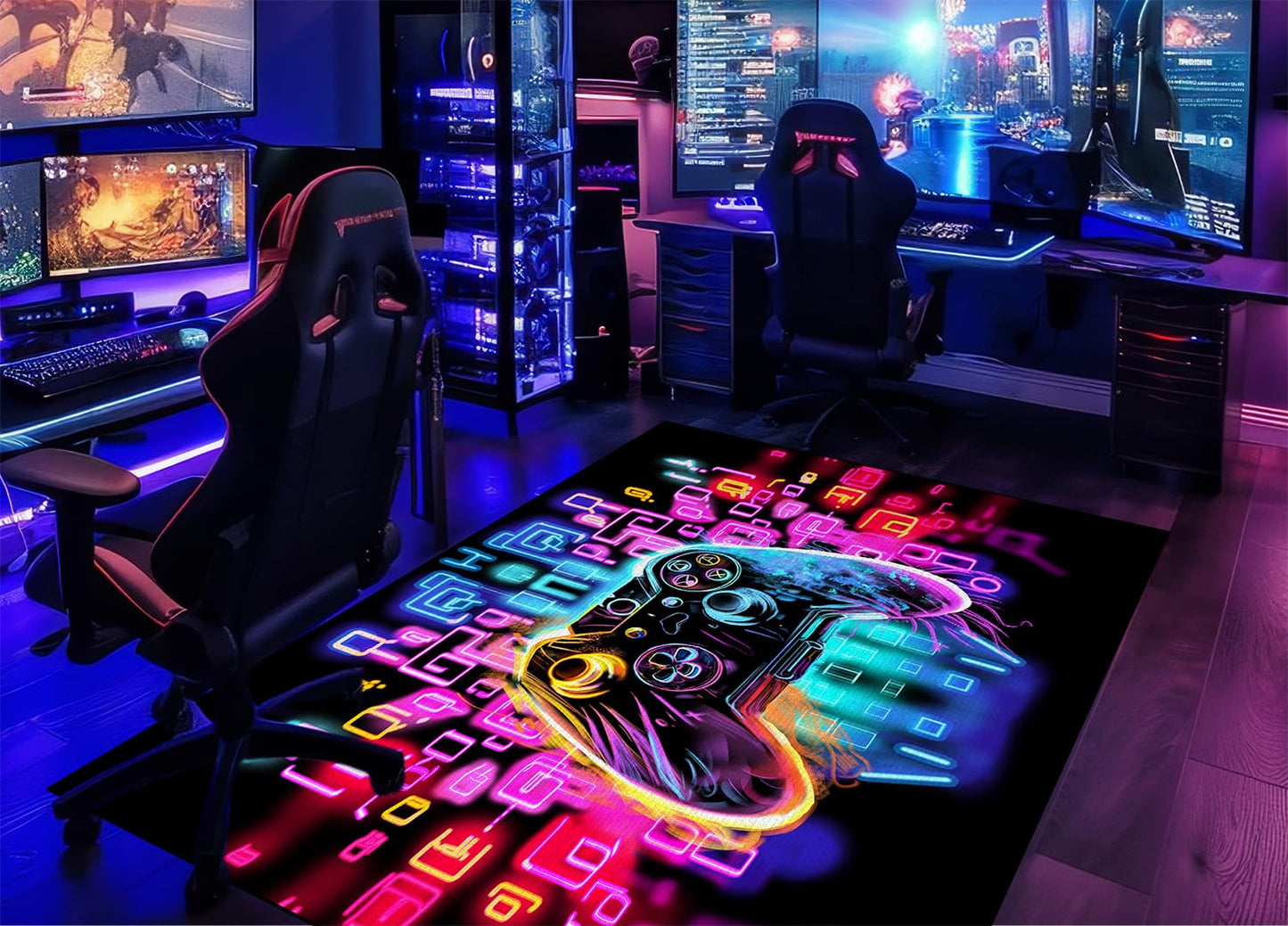 Gaming Area Rugs for Boys Cool Gamer Control Carpets for Bedroom Large Non Slip Area Rugs for Playroom