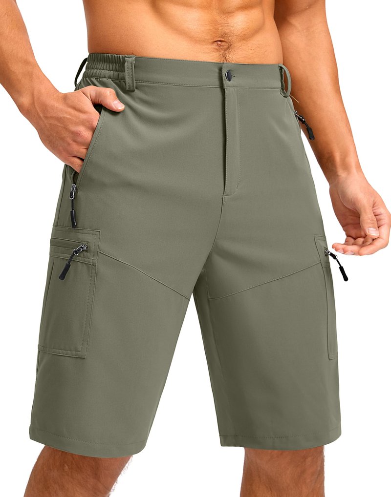 Pudolla Men's Hiking Shorts 11" Lightweight Cargo Work Shorts for Men Summer Travel Golf Casual Outdoor with 5 Pockets(Grey Sage X-Large)