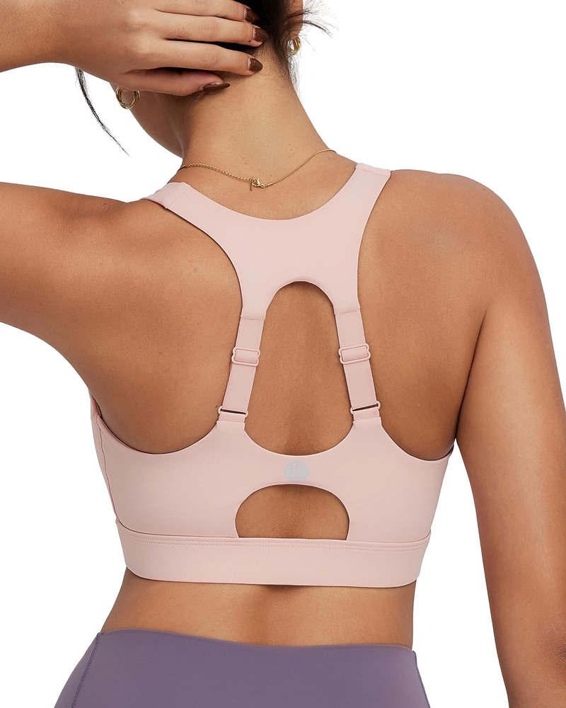 RUNNING GIRL Adjustable Straps Sports Bras for Women High Support, High Impact Molded Cup Sports Bra with Sewn in Pads(WX3185Flush Pink,M)