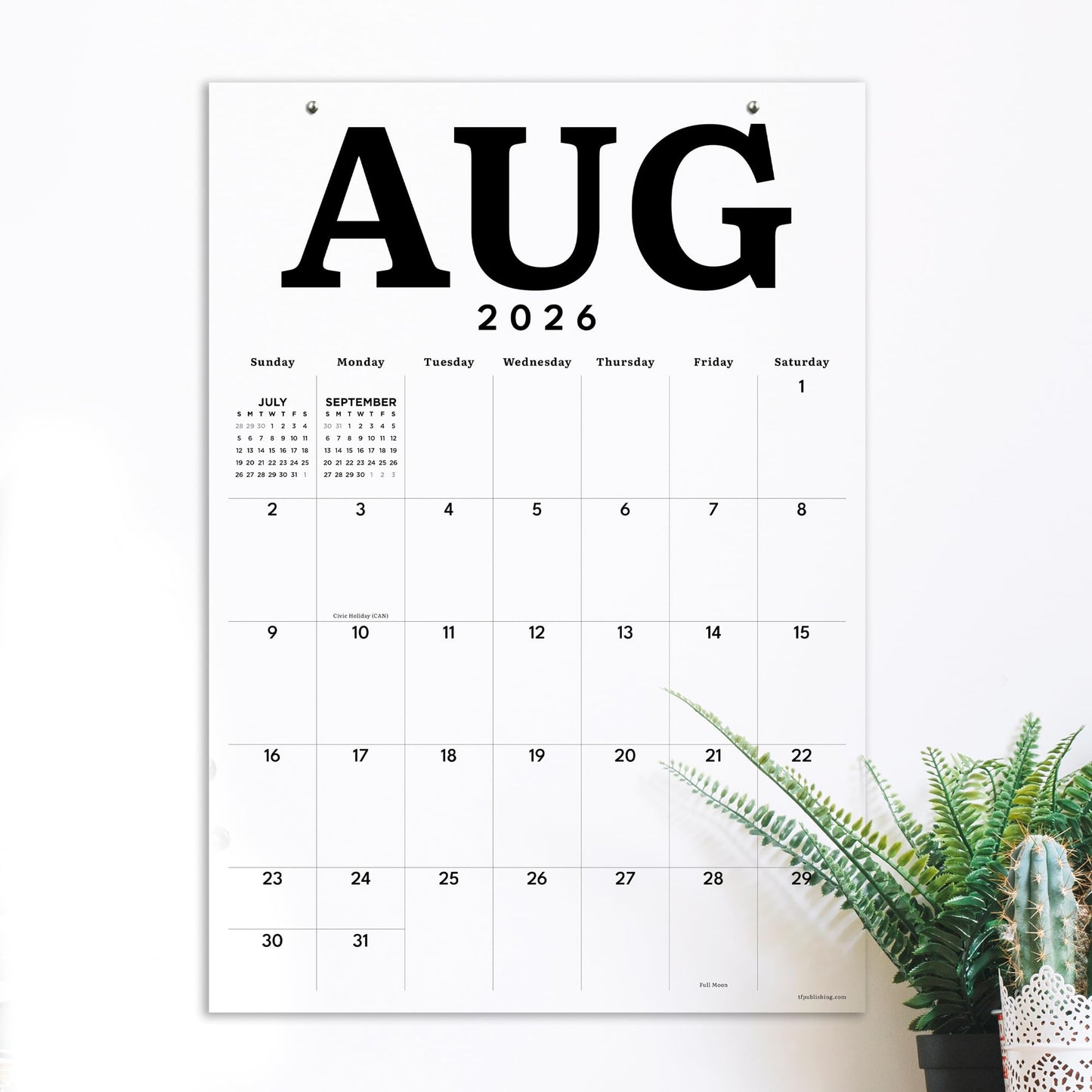 TF Publishing July 2026 - June 2027 Medium Art Poster Wall Calendar with Premium Paper Tear-Off Sheets - 12 Month Academic Year 2026-2027 Desk or Hanging Office Calendar for Schedules - 12 in x 17 in