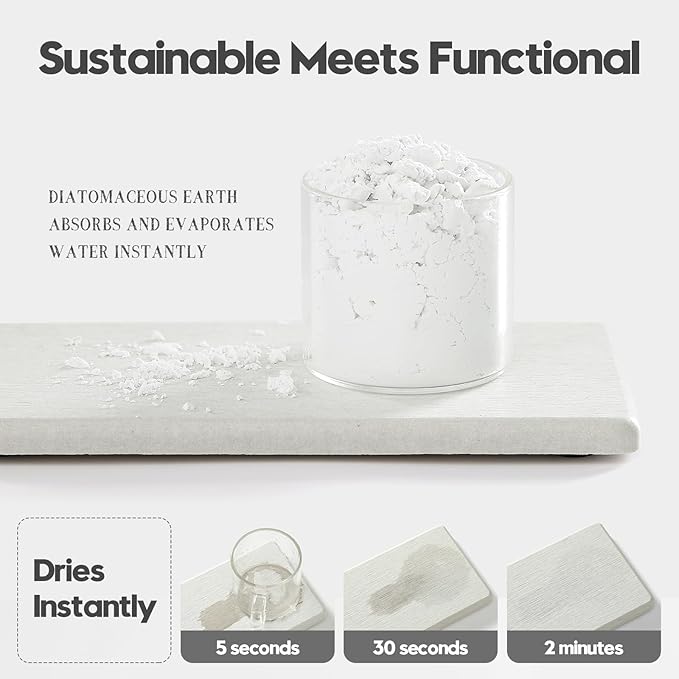 2PCS 7"x3.5" Water Absorbing Bathroom Sink Vanity Trays, Diatomite Stone Quick