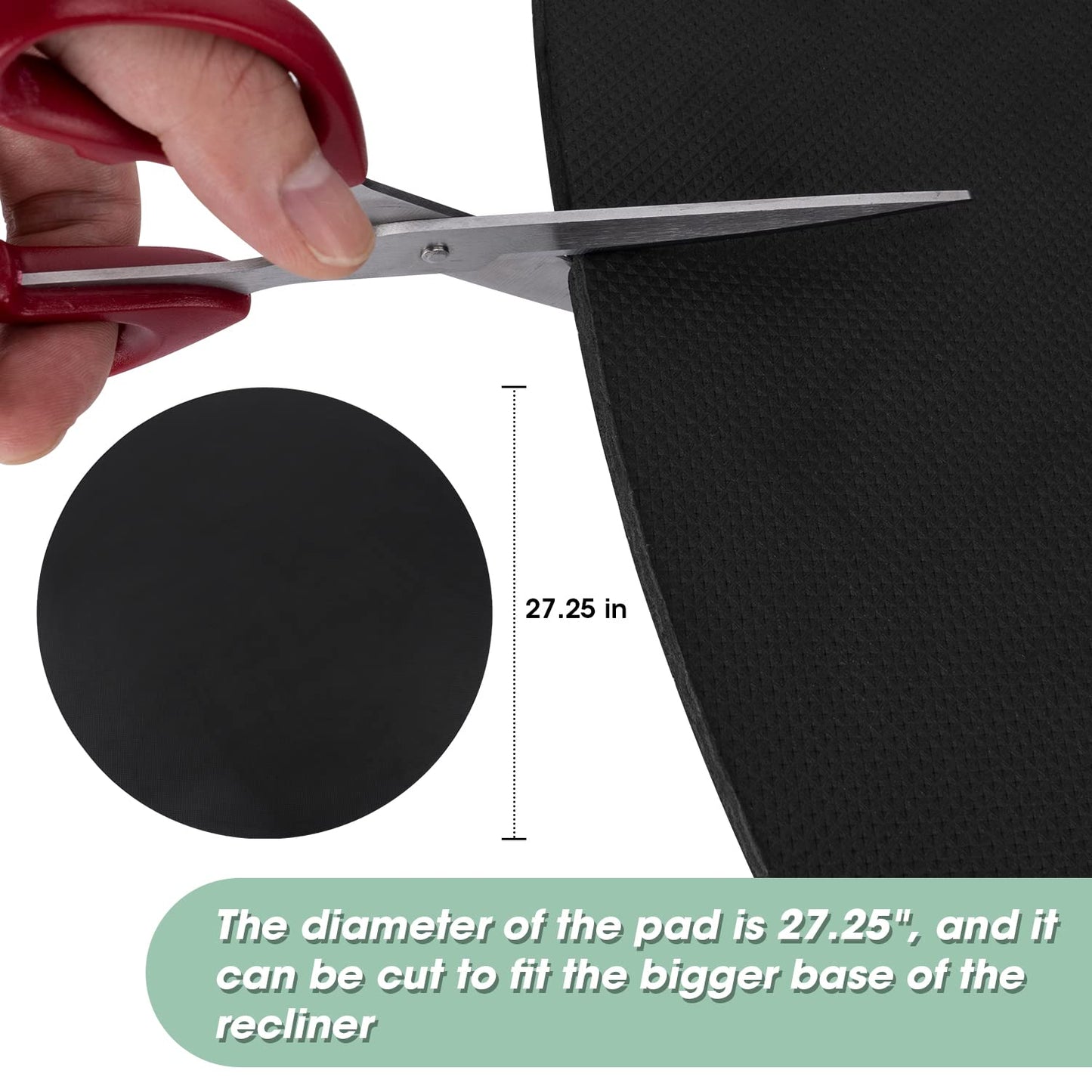 Recliner Pads for Hardwood Floors - Round Floor Rubber Mat for Recliners Protects Hardwood & Tile Floors from Scratches,Round Rail pad Ideal for Recliners, Swivel Chairs, Black, Pack of 1