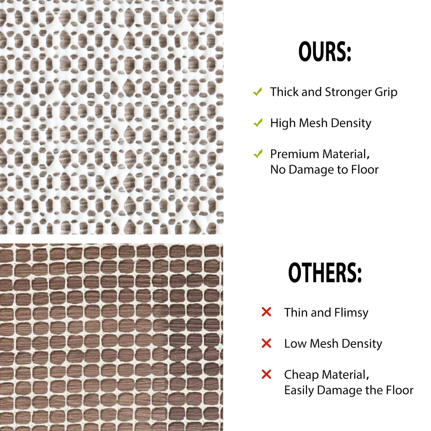 Coyacool Non Slip Rug Pads for Hardwood Floors, 9x12 Rug Pad Gripper for Area Rugs, Under Carpet Anti Skid Mat, Beige, Keep Your Rugs Safe and in Place