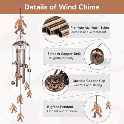 Bigfoot Wind Chimes for Outside,41" Metal Windchimes, Housewarming/Halloween/Festival/Birthday/Anniversary Bigfoots Gifts for Women/Men, Bigfoot Decor for Outside, Patio or Yard, Garden